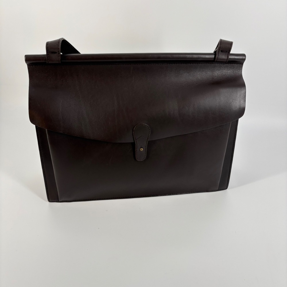 Michael Green Scandiabag Unisex Large Brown Leather Structured Shoulder Bag USA